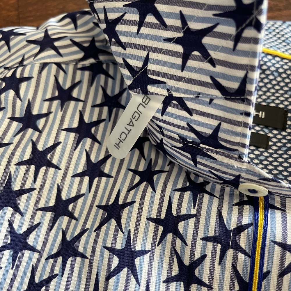🔥BUGATCHI Men’s Casual Shirt Sz Large Short Sleeve - Picture 7 of 9